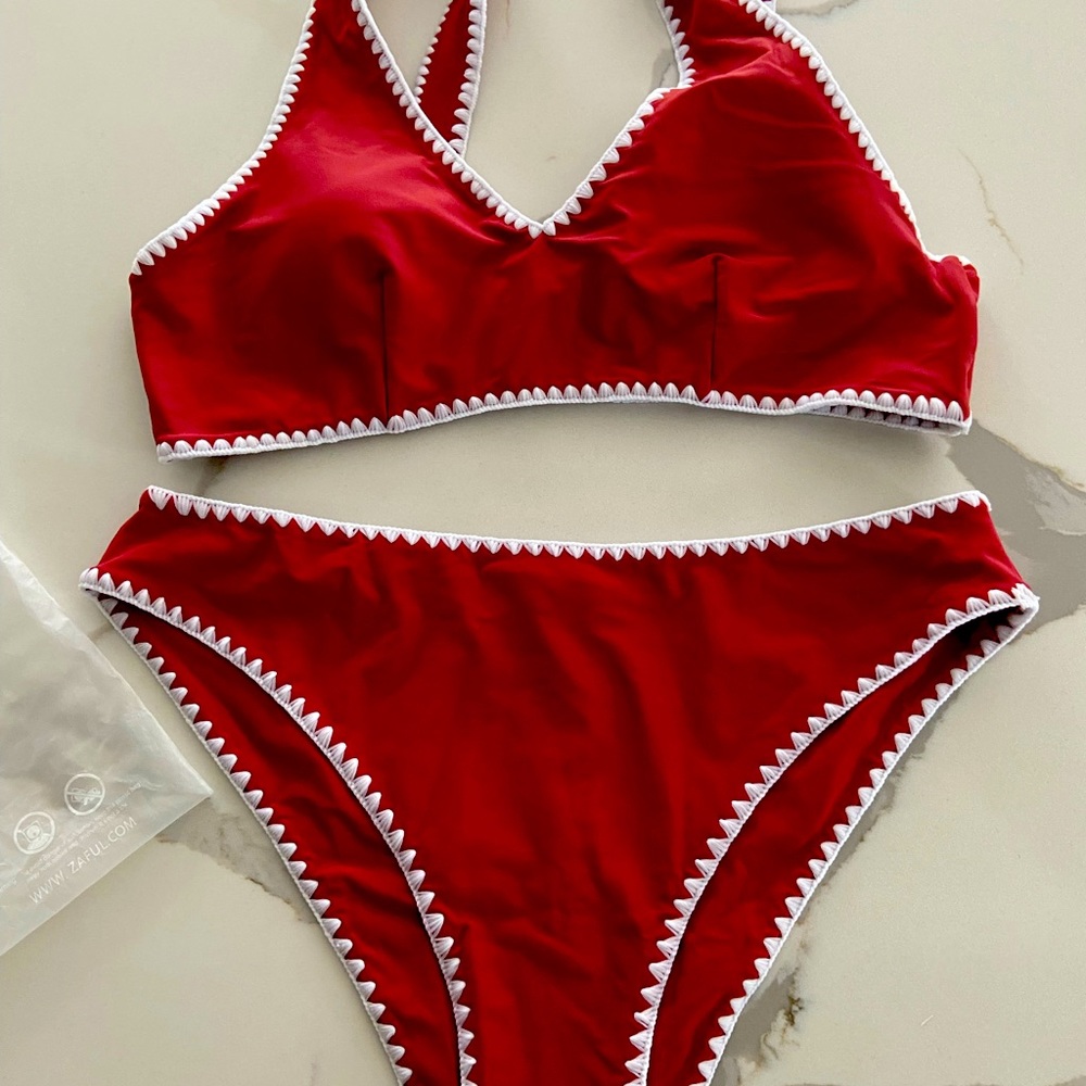 Cupshe Pink and white bikini